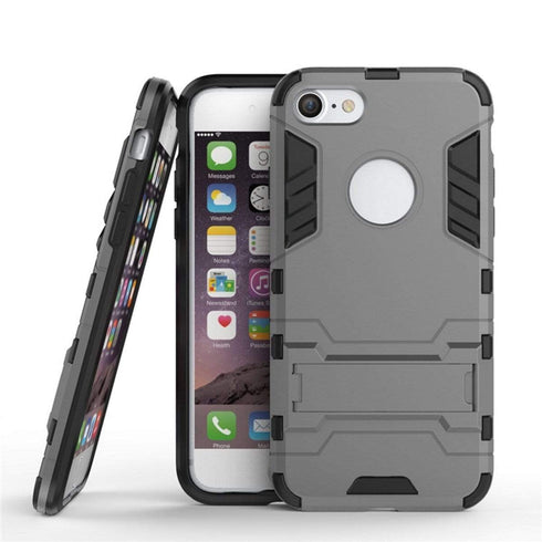 AussieSuperStore Homeware Supplies iPhone 7 Case HEAVY DUTY Iron Case Premium Shockproof Kickstand Bumper Silver iPhone 7 Case Iron Shockproof Kickstand Bumper Rugged Dual Layer Cover CBI72IN1IRONCASESLV